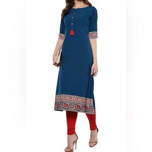 Women's Turquoise Kurti Top,Tunic length or midi dress  Casual wear L NWOT